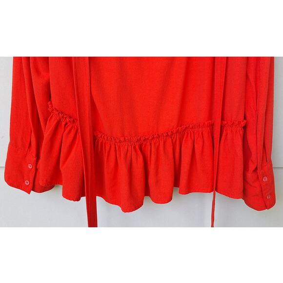 Anthropology Cloth & Stone Oversized Blouse Top Open Back Tie Raffle Size M - Picture 6 of 9